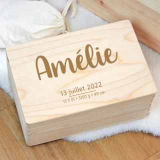 Boîte à souvenirs en bois personnalisable avec le nom