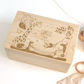 Boîte à souvenirs jungle en bois personnalisable
