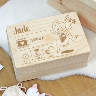 Boîte à souvenirs personnalisable lapin en bois
