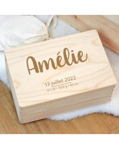 Boîte à souvenirs en bois personnalisable avec le nom