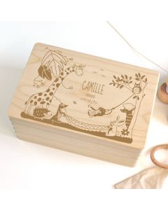Boîte à souvenirs jungle en bois personnalisable