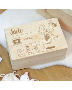 Boîte à souvenirs personnalisable lapin en bois