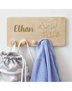 Portemanteau pour enfant Éléphant en bois personnalisable