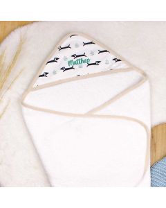 Serviette de bain avec capuche pour bébé Motif chien personnalisable