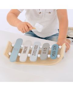 Xylophone bleu pour enfants personnalisable en bois